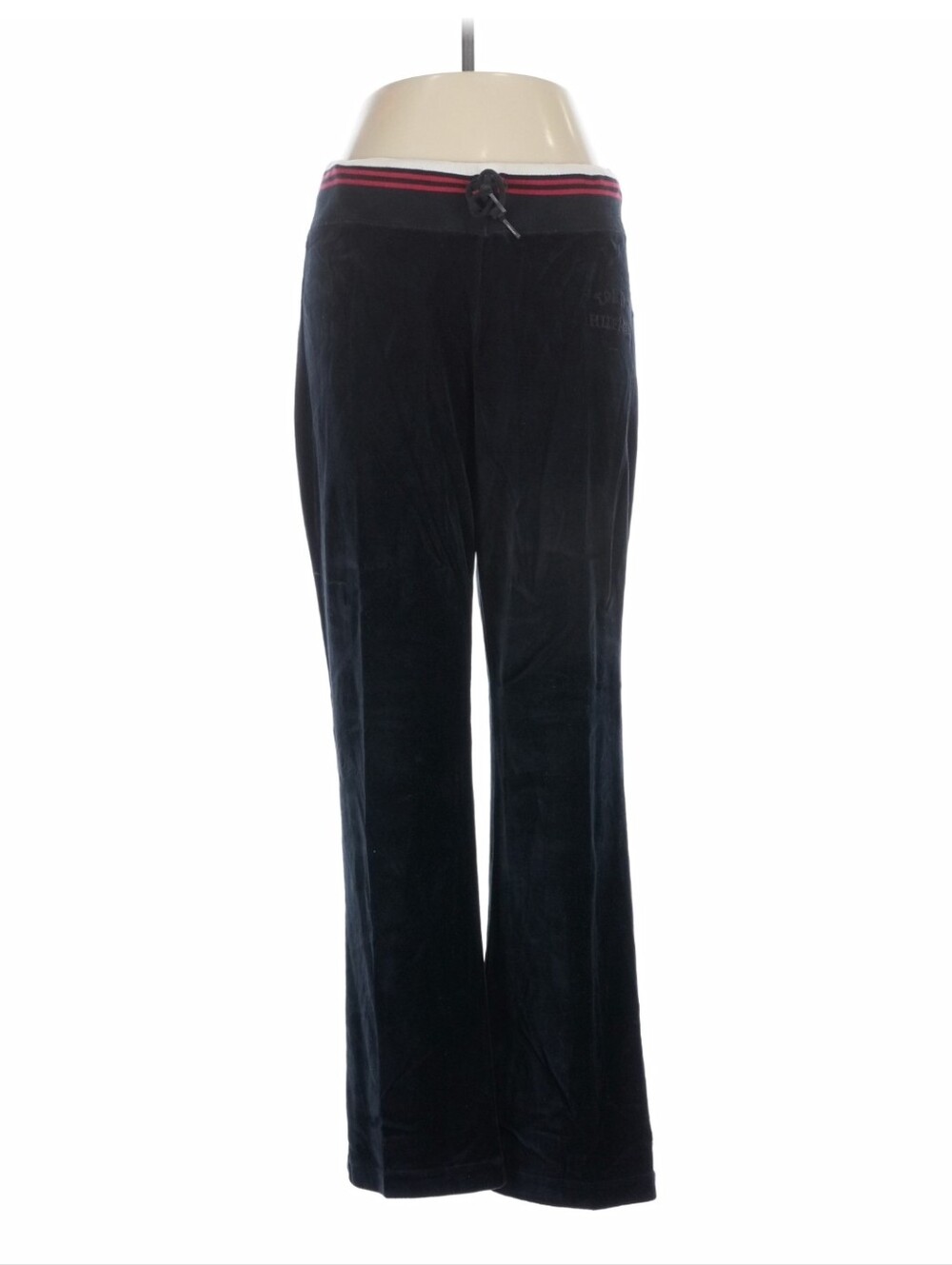 Vintage Y2K 2005 Tommy Hilfiger Women's M PETITE Track Pants Straight Black Blue